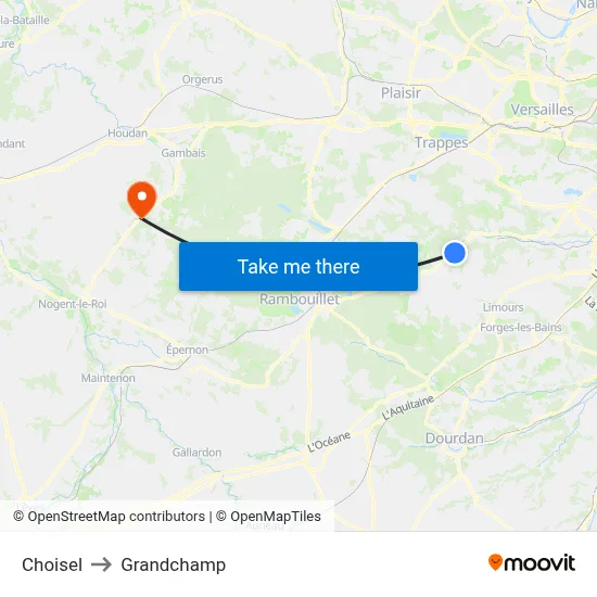 Choisel to Grandchamp map