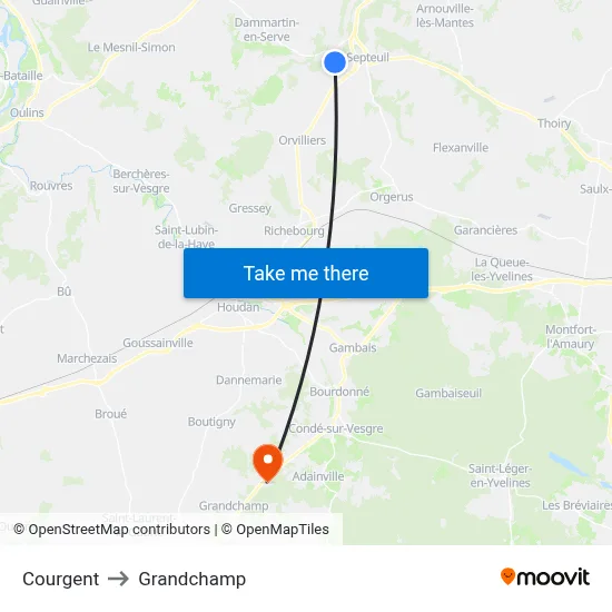 Courgent to Grandchamp map