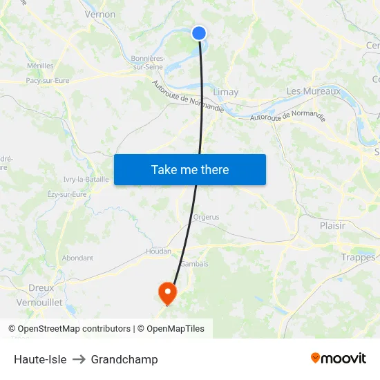 Haute-Isle to Grandchamp map
