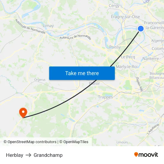 Herblay to Grandchamp map