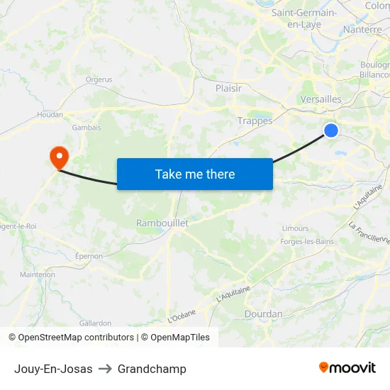 Jouy-En-Josas to Grandchamp map