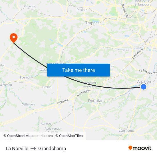 La Norville to Grandchamp map