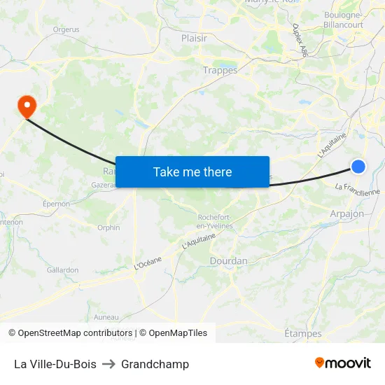 La Ville-Du-Bois to Grandchamp map