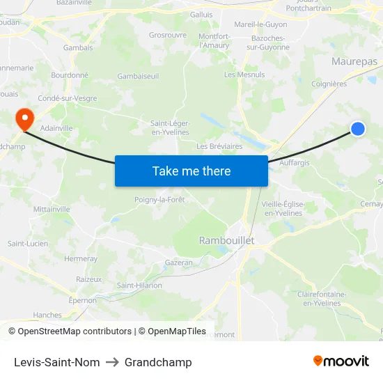 Levis-Saint-Nom to Grandchamp map