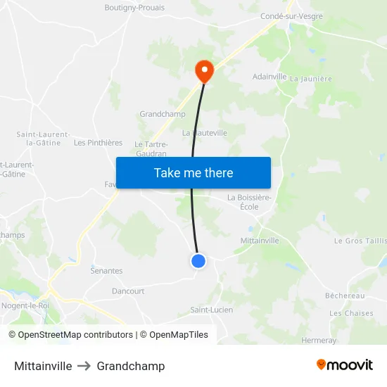 Mittainville to Grandchamp map