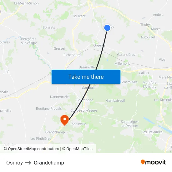 Osmoy to Grandchamp map