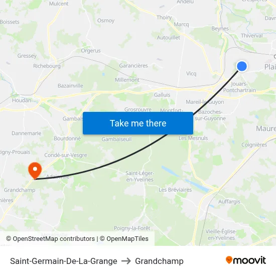 Saint-Germain-De-La-Grange to Grandchamp map