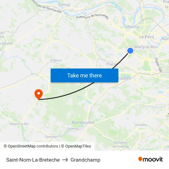 Saint-Nom-La-Breteche to Grandchamp map