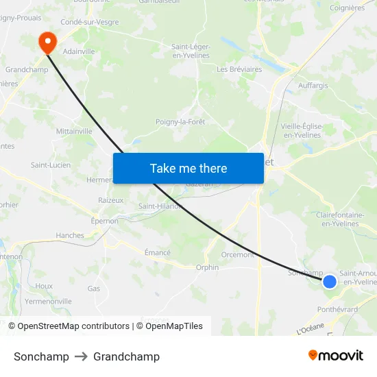 Sonchamp to Grandchamp map
