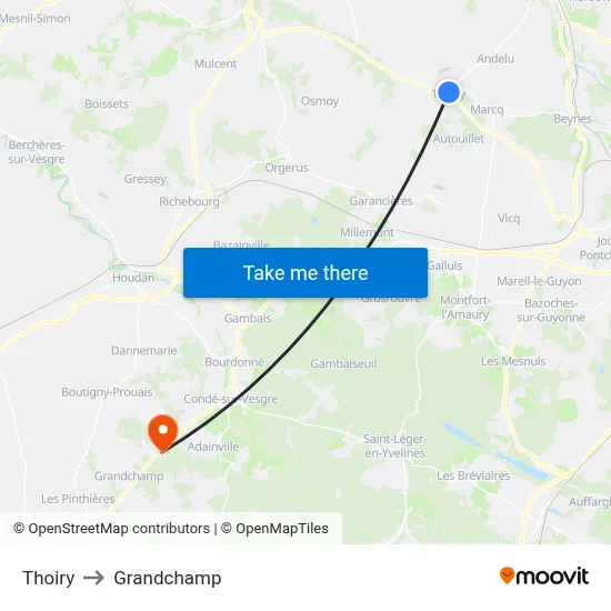 Thoiry to Grandchamp map