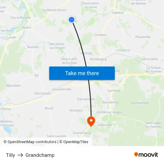 Tilly to Grandchamp map