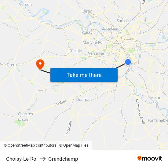 Choisy-Le-Roi to Grandchamp map