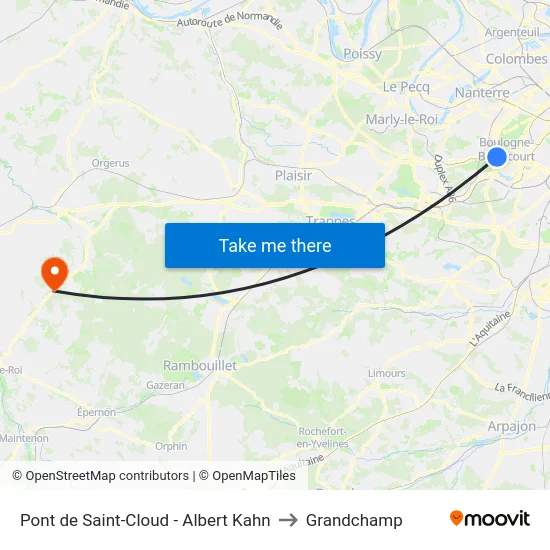 Pont de Saint-Cloud - Albert Kahn to Grandchamp map