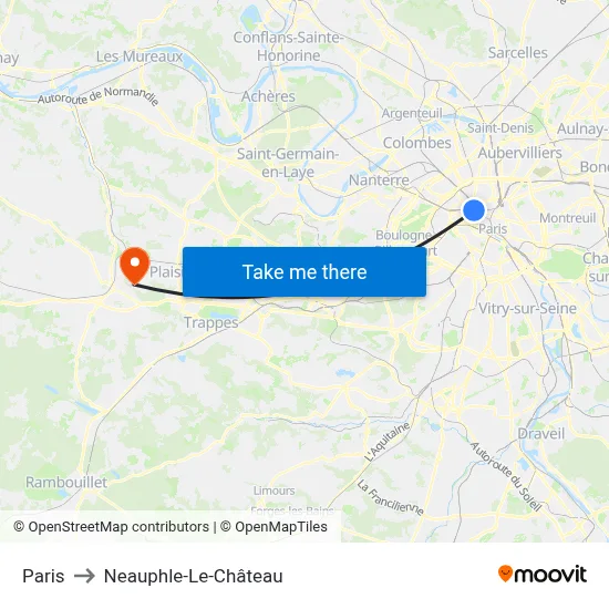 Paris to Neauphle-Le-Château map