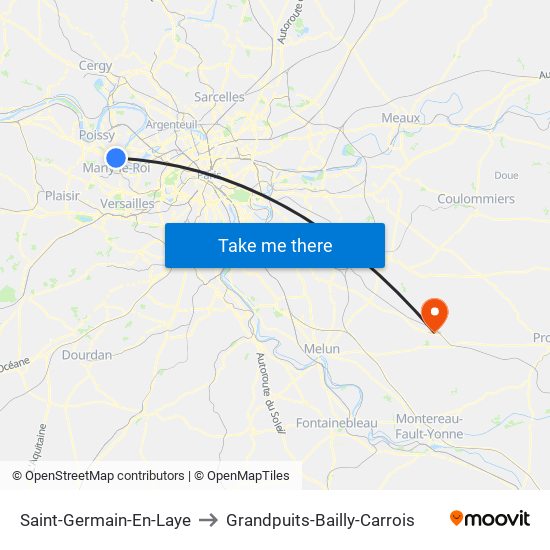 Saint-Germain-En-Laye to Grandpuits-Bailly-Carrois map