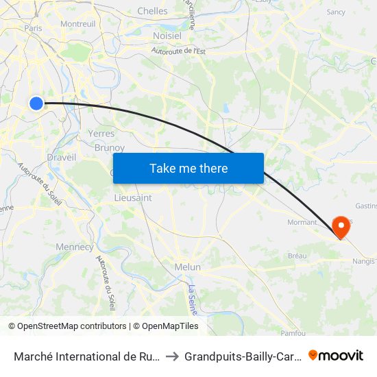 Marché International de Rungis to Grandpuits-Bailly-Carrois map