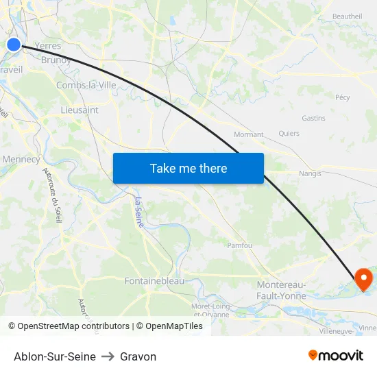 Ablon-Sur-Seine to Gravon map