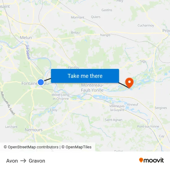 Avon to Gravon map