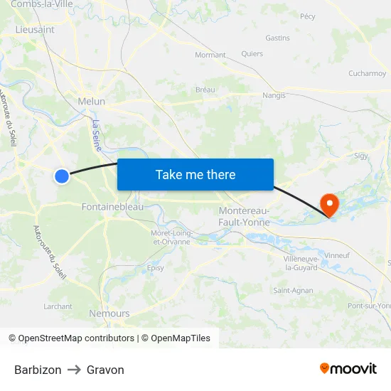 Barbizon to Gravon map