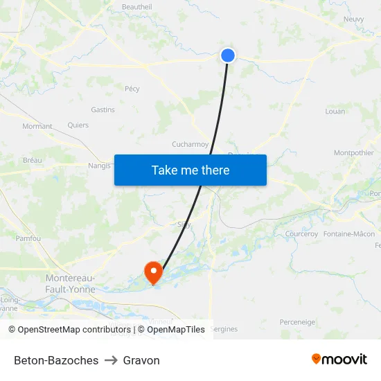 Beton-Bazoches to Gravon map