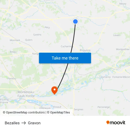 Bezalles to Gravon map