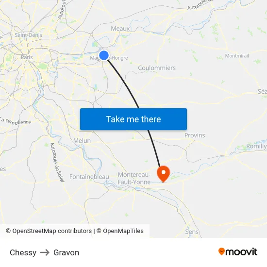 Chessy to Gravon map