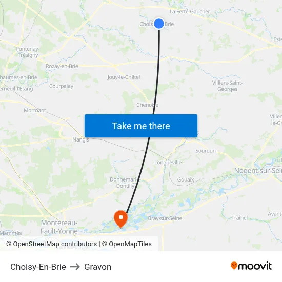 Choisy-En-Brie to Gravon map