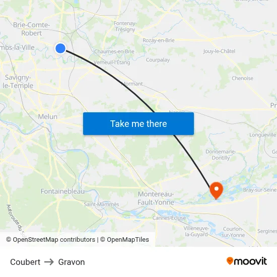 Coubert to Gravon map