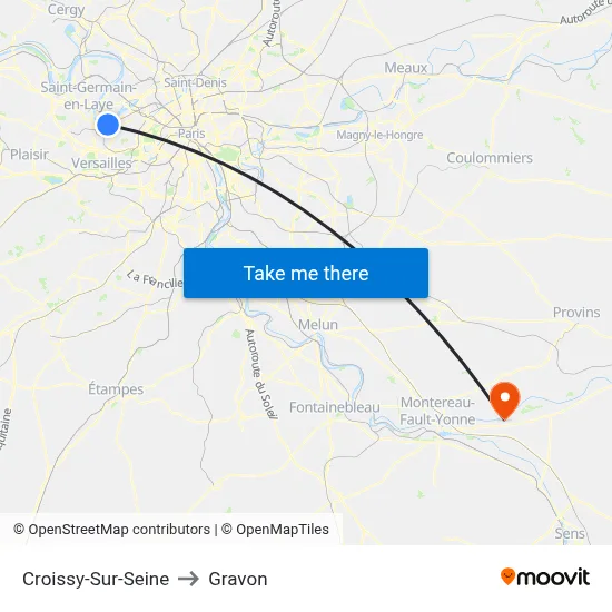 Croissy-Sur-Seine to Gravon map