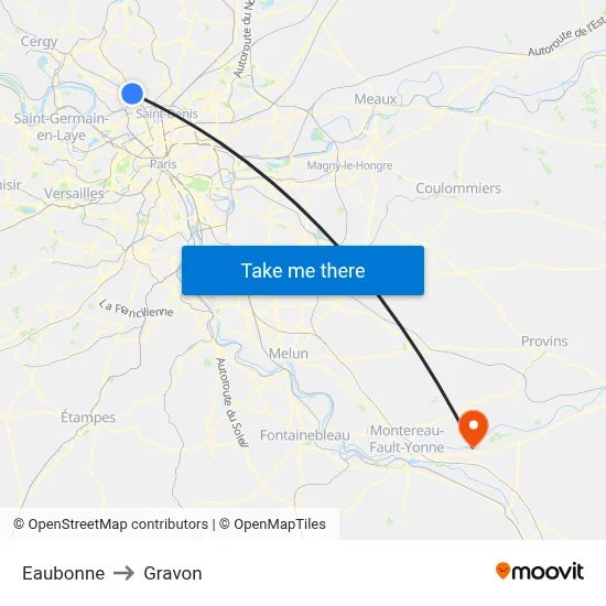 Eaubonne to Gravon map