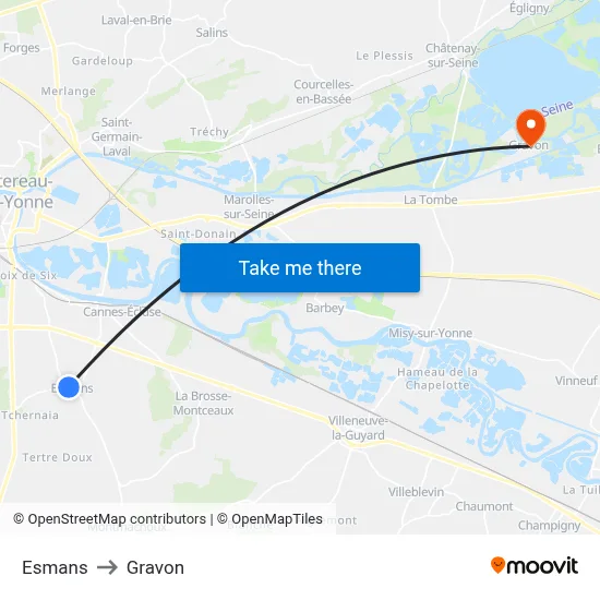 Esmans to Gravon map