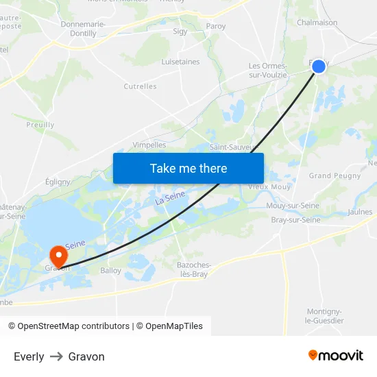 Everly to Gravon map