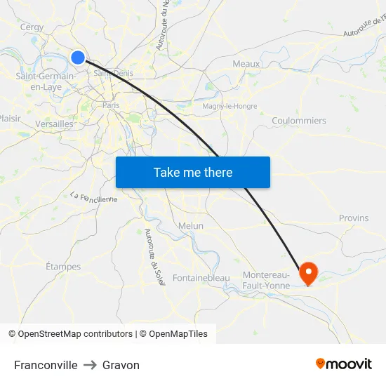 Franconville to Gravon map