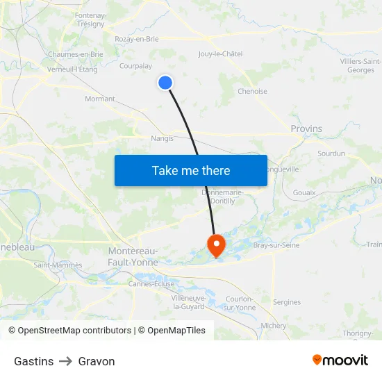 Gastins to Gravon map