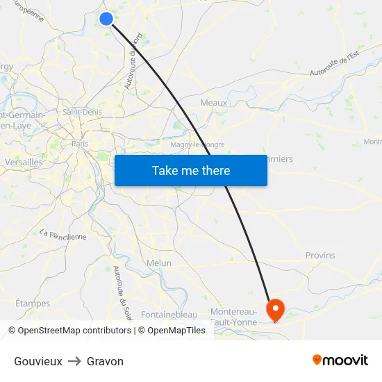 Gouvieux to Gravon map