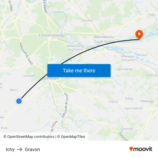 Ichy to Gravon map
