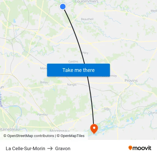 La Celle-Sur-Morin to Gravon map