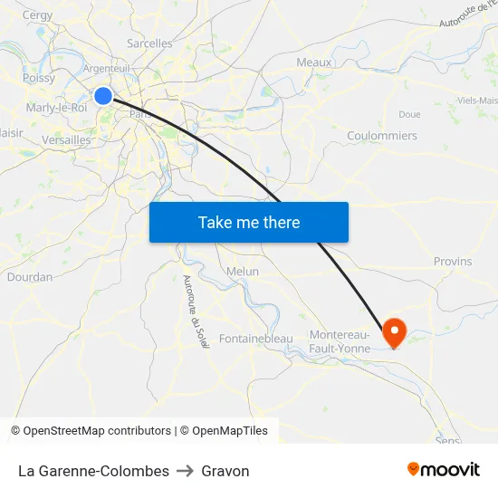 La Garenne-Colombes to Gravon map