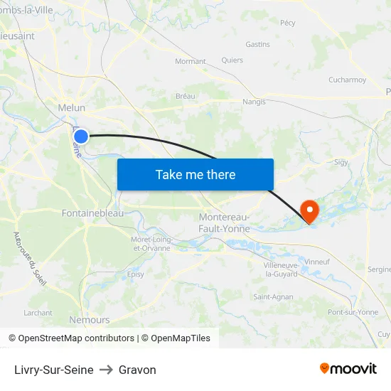 Livry-Sur-Seine to Gravon map