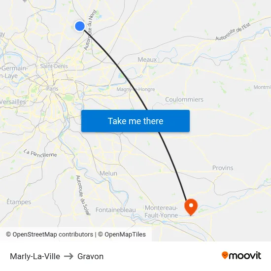 Marly-La-Ville to Gravon map