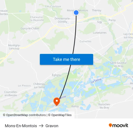 Mons-En-Montois to Gravon map