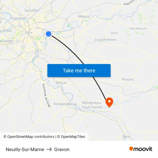 Neuilly-Sur-Marne to Gravon map