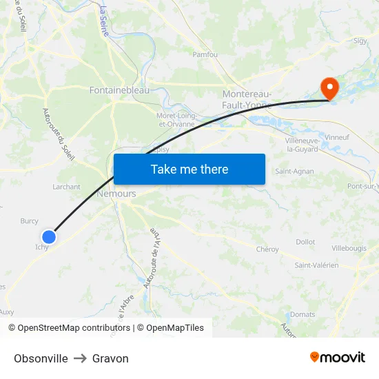 Obsonville to Gravon map