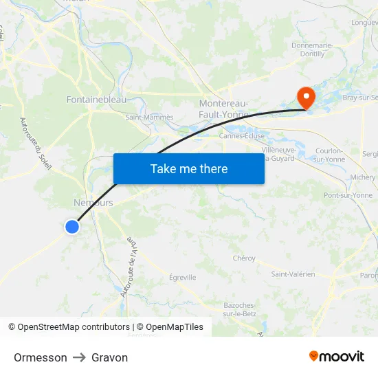 Ormesson to Gravon map