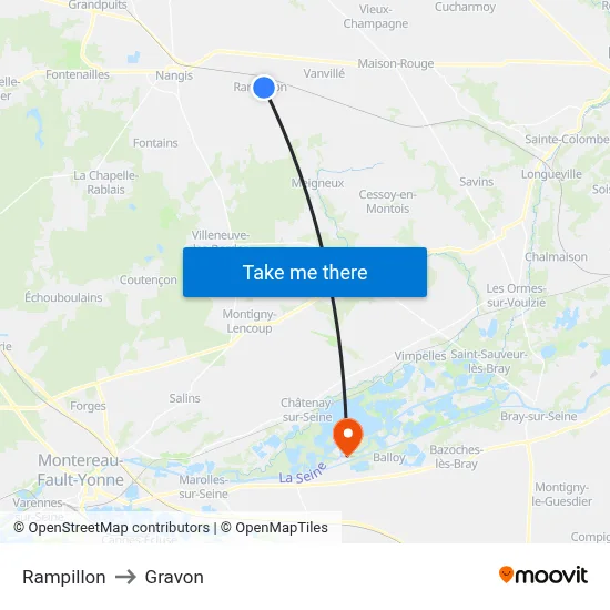 Rampillon to Gravon map