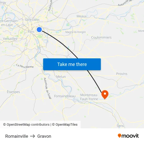Romainville to Gravon map