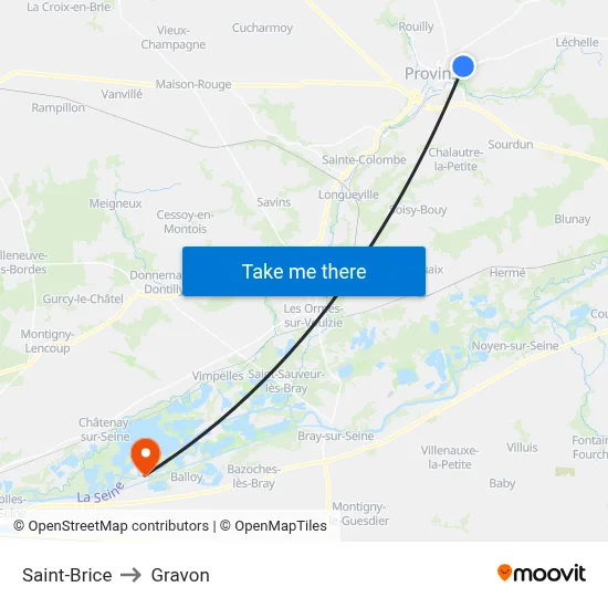 Saint-Brice to Gravon map