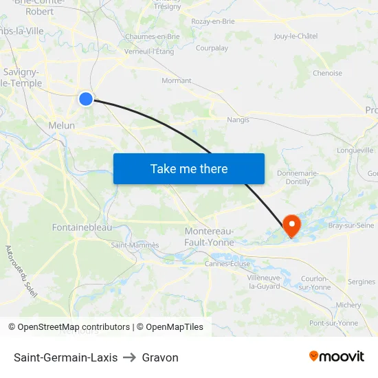 Saint-Germain-Laxis to Gravon map