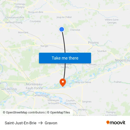 Saint-Just-En-Brie to Gravon map