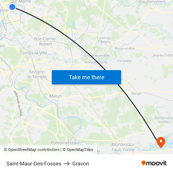 Saint-Maur-Des-Fosses to Gravon map